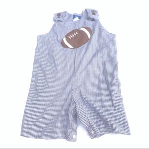 Cotton Blu Brown/Blue/White Football Kids Romper 4t